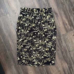 Banana Republic Floral Black and Cream Skirt